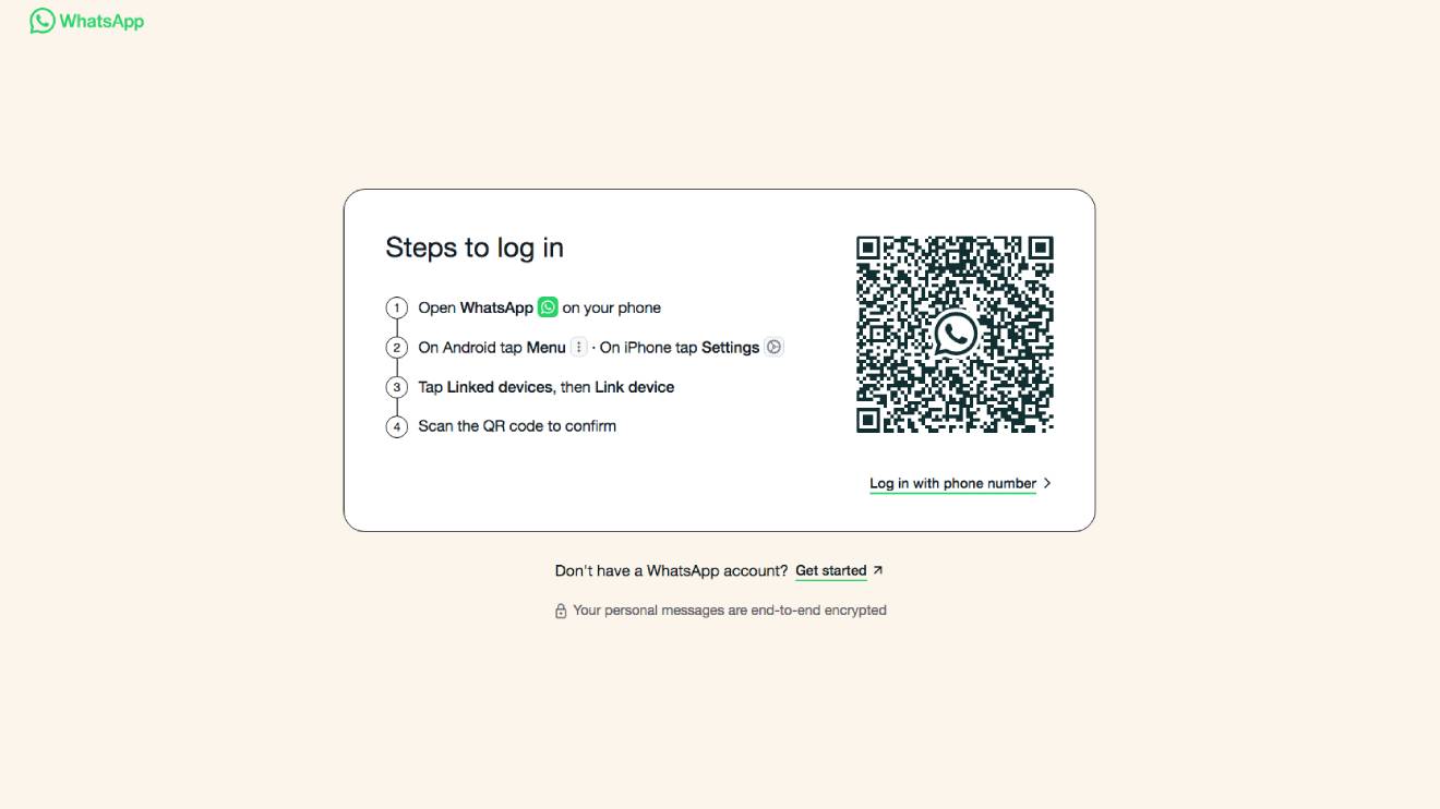 WhatsApp Web login page. PHOTO/COURTESY